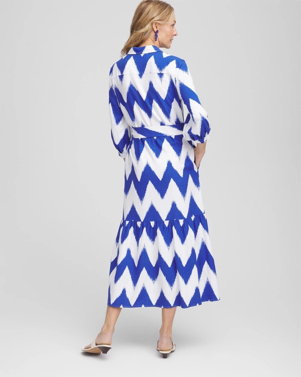 ★関税送料無料 Striped Silk-Blend Shirtdress Chevron Striped Shirtdress | Chico's